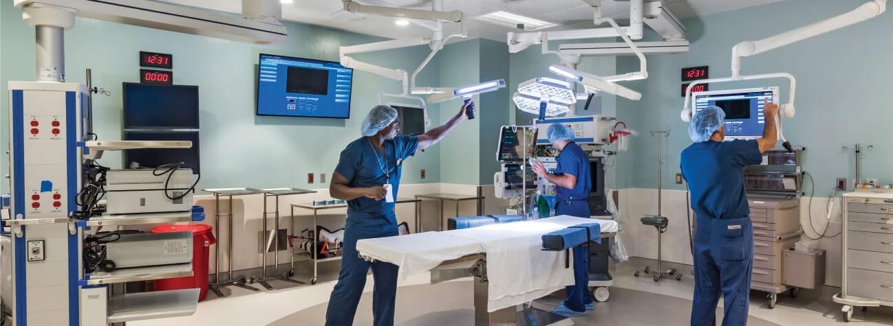 nurses preparing an operating room