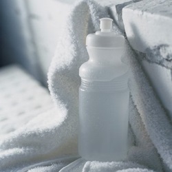 Water bottle and towel