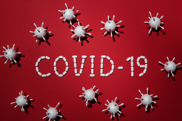 COVID Letters Red Background