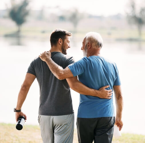 two men crossing arms